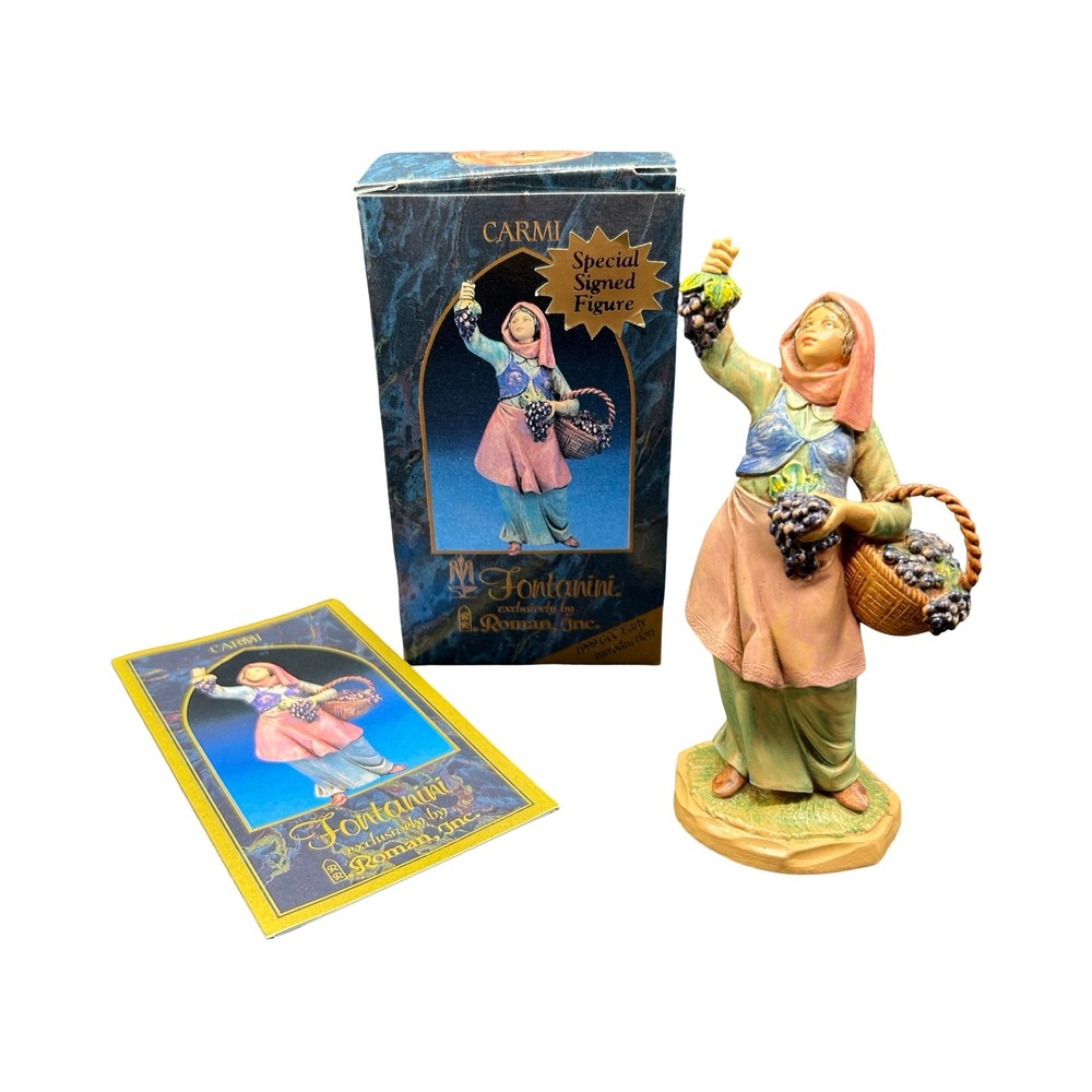 Fontanini Carmi 98833S Signed Grape Harvester 1999 Heirloom Nativity Italy Box